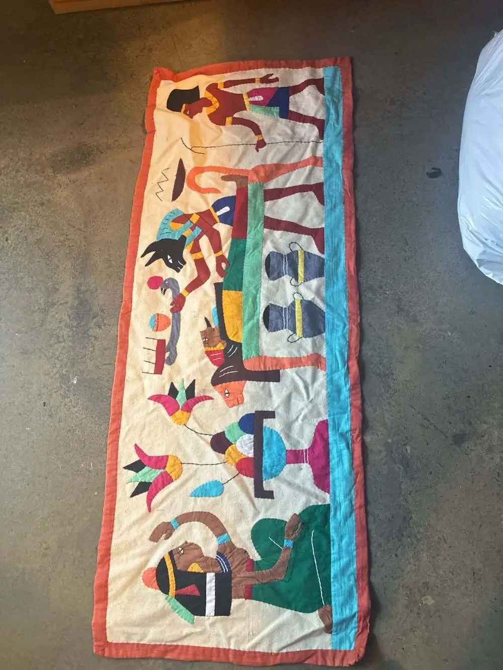 Lot of 7 VTG Handmade Egyptian Khayamiya Appliqué Textile Wall Hanging Tapestry